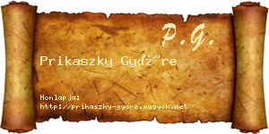 Prikaszky Györe névjegykártya